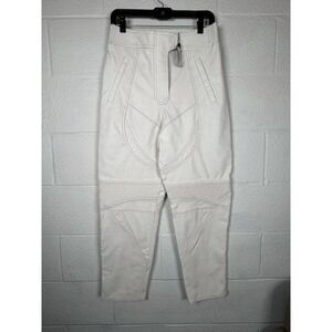 Stella McCartney Moto Faux Leather Pants 46 White Vegan Leather *FLAWS*